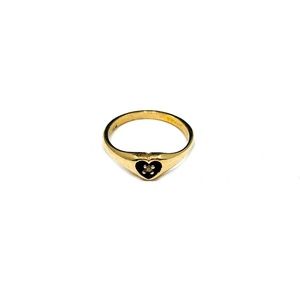 Vintage 18k GOLD Plated SIGNET Enamel Ring Size 8